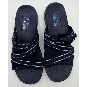 Skechers Sandals Women's Sz 9 Navy Blue Reggae Perfect SN56196SA Slide Shoes